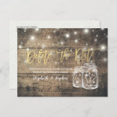 DE DATUM WEDDING POSTPONEMENT MASON JARS VERWIJDER AANKONDIGINGSKAART (Voorkant / Achterkant)