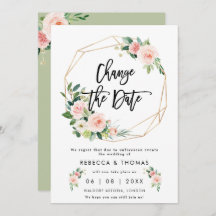 de datum wijzigen boho bruiloft uitnodiging