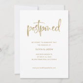 De datum wijzigen | Faux Gold Script op wit Save The Date (Voorkant)