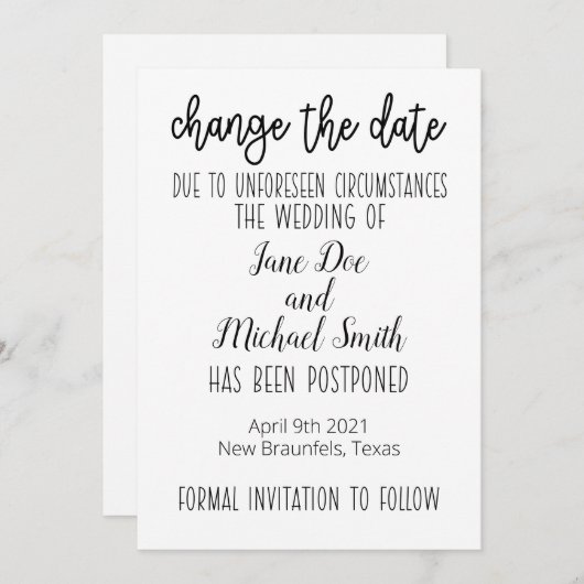 De datum wijzigen kaart (Voorkant / Achterkant)