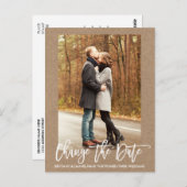 De datum wijzigen Photo Brush Script Kraft Briefkaart (Voorkant / Achterkant)