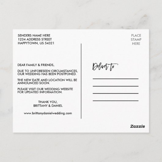 De datum wijzigen Photo Brush Script Kraft Briefkaart (Achterkant)