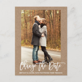 De datum wijzigen Photo Brush Script Kraft Briefkaart