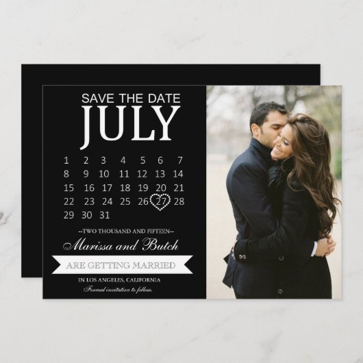 De datumagenda-aankondigingen opslaan | Weddenscha Kaart (Voorkant / Achterkant)