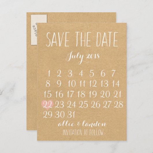 De datumagenda opslaan aankondigingskaart (Voorkant / Achterkant)