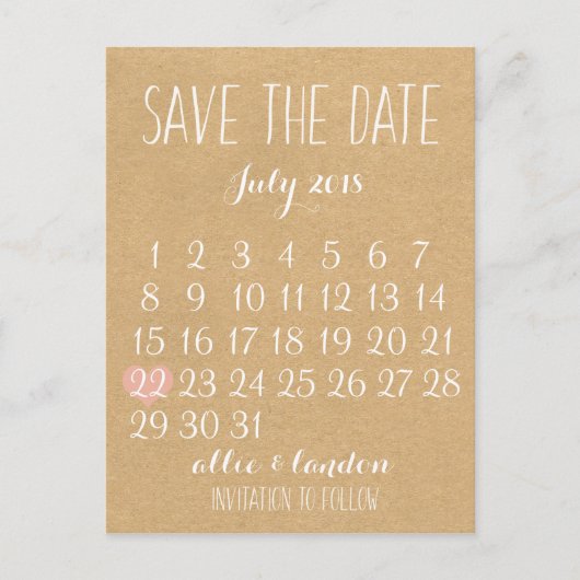 De datumagenda opslaan aankondigingskaart (Voorkant)