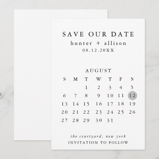 De datumagenda opslaan save the date (Voorkant / Achterkant)