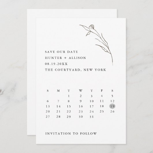 De datumagenda opslaan save the date (Voorkant / Achterkant)