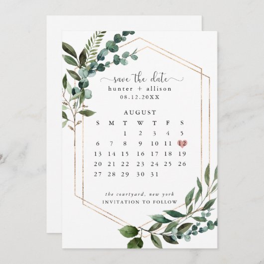 De datumagenda opslaan save the date (Voorkant / Achterkant)