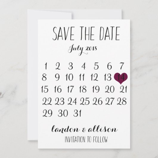 De datumagenda opslaan save the date (Voorkant)