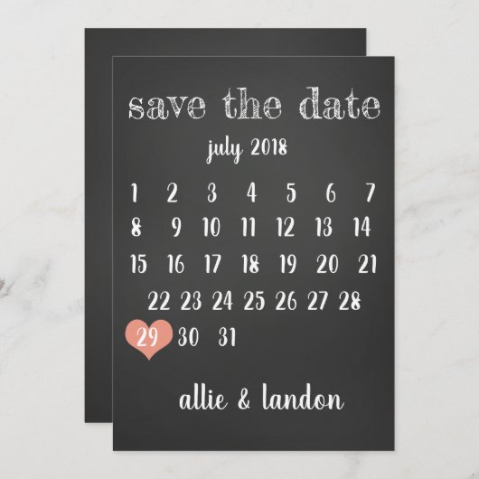 De datumagenda opslaan save the date (Voorkant / Achterkant)