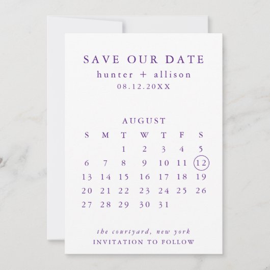 De datumagenda opslaan save the date (Voorkant)