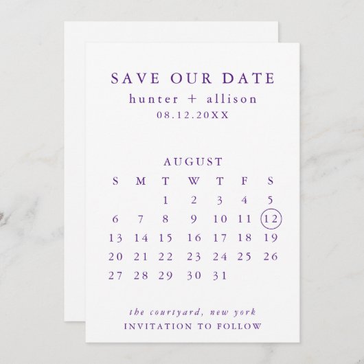 De datumagenda opslaan save the date (Voorkant / Achterkant)