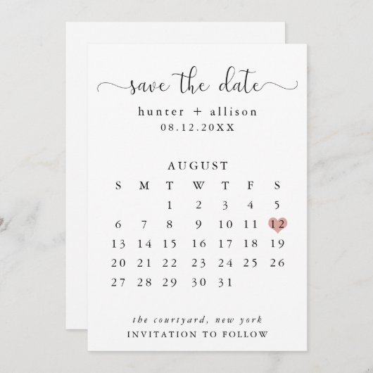 De datumagenda opslaan save the date (Voorkant / Achterkant)