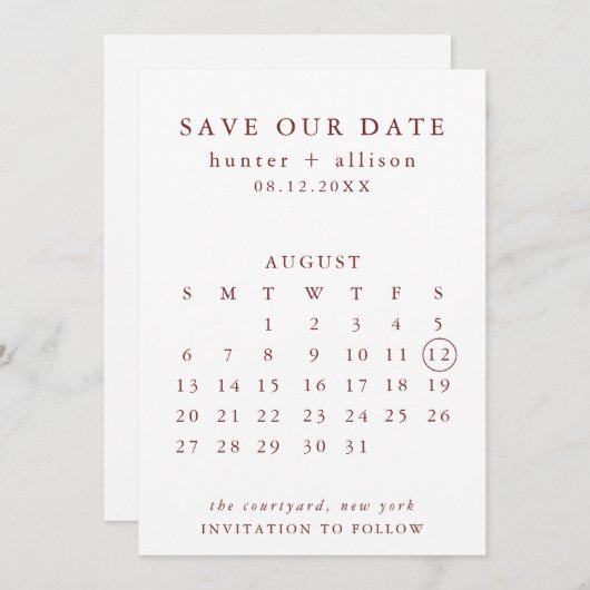 De datumagenda opslaan save the date (Voorkant / Achterkant)