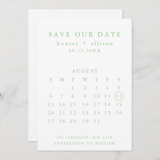 De datumagenda opslaan save the date (Voorkant / Achterkant)