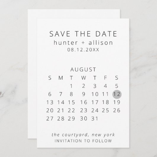 De datumagenda opslaan save the date (Voorkant / Achterkant)