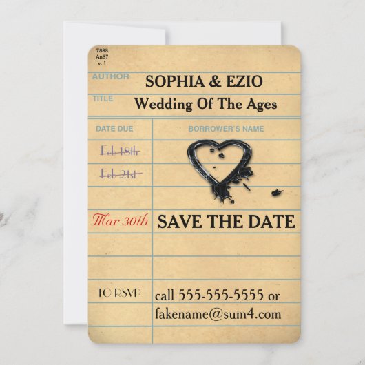 De datumbibliotheekkaart opslaan save the date (Voorkant)