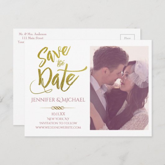 De datumfoto opslaan aankondigingskaart (Voorkant / Achterkant)