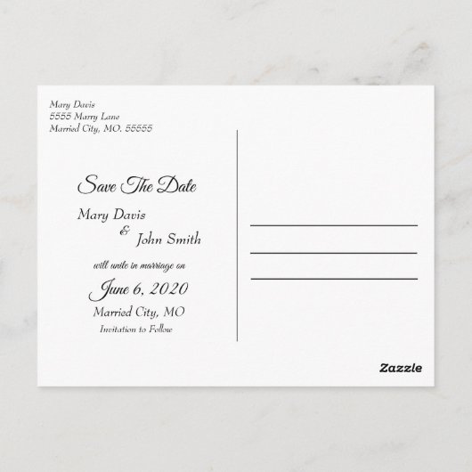 De datumfoto opslaan briefkaart (Achterkant)