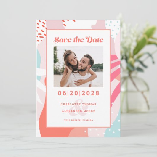 De datumfoto opslaan | Modern geometrisch patroon Save The Date (Staand voorkant)