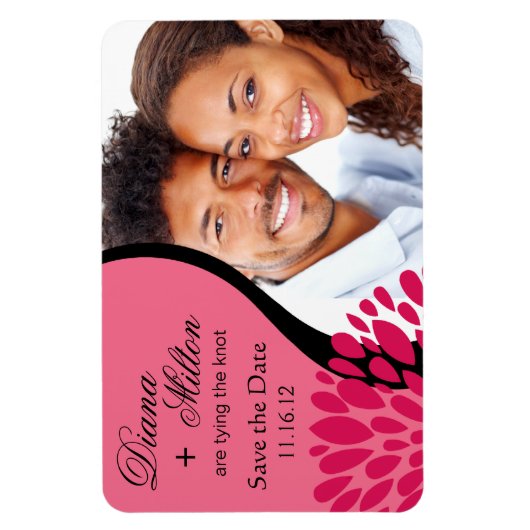 De datumfoto opslaan | Roze fuschia Magneet (Verticaal)