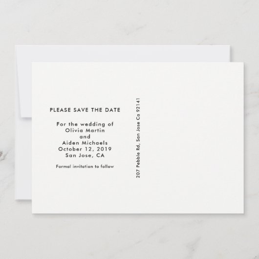 De datumfoto opslaan save the date (Achterkant)