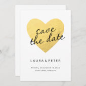 De datumkaart opslaan | goudhart save the date (Voorkant / Achterkant)