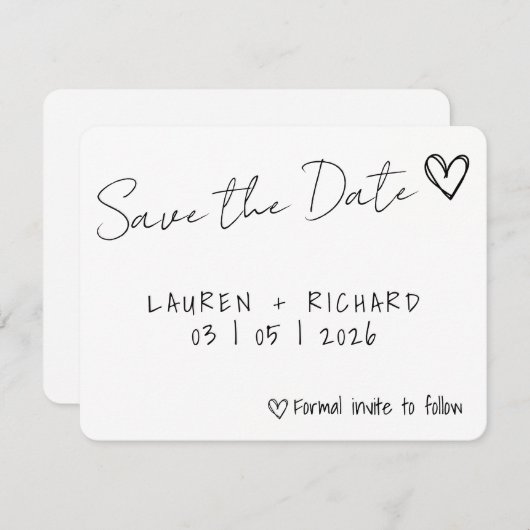 De datumkaart opslaan save the date (Voorkant / Achterkant)