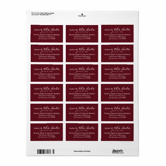 De datumlabels opslaan - Wine Etiket (Full Sheet)