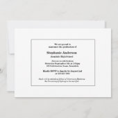 De de aankondigingsuitnodiging van het afstuderen aankondiging (Achterkant)