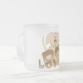 De de bruine T-shirts en Giften van het Matglas Koffiemok (Voorkant links)