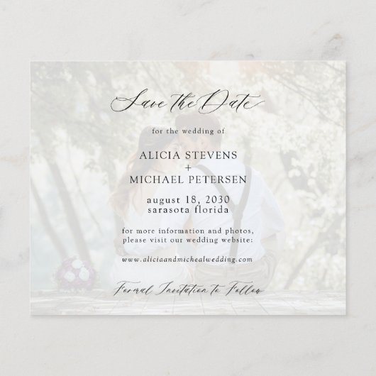 De de fotoelegante manuscriptbruiloft van de begro flyer (Achterkant)