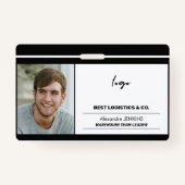 De de fototekst van de werknemer van de logo en bl badge (Voorkant)