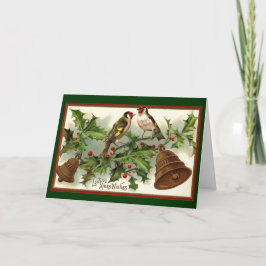 De de Gouden Klokken en Vogels van vintage Feestdagen Kaart