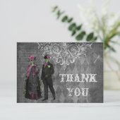 De de griezelige Bruid & Bruidegom van Halloween Bedankkaart (Staand voorkant)