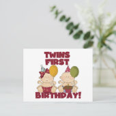 De de het 1st Feestvarken van tweelingen/T-shirts Briefkaart (Staand voorkant)