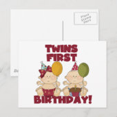 De de het 1st Feestvarken van tweelingen/T-shirts Briefkaart (Voorkant / Achterkant)