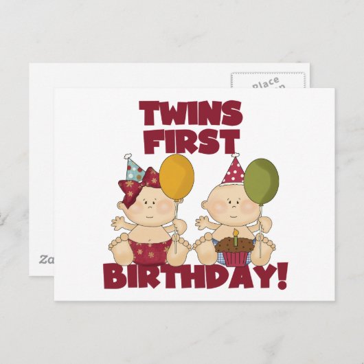 De de het 1st Feestvarken van tweelingen/T-shirts Briefkaart (Voorkant / Achterkant)