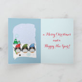 De de leuke Pinguïn van het Hockey van Kerstmis & Feestdagen Kaart (Binnen)