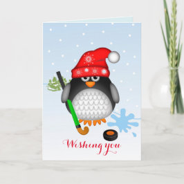 De de leuke Pinguïn van het Hockey van Kerstmis & Feestdagen Kaart