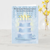 De de Nederlandse Cake van de Verjaardag en Kaart (Gele Bloem)