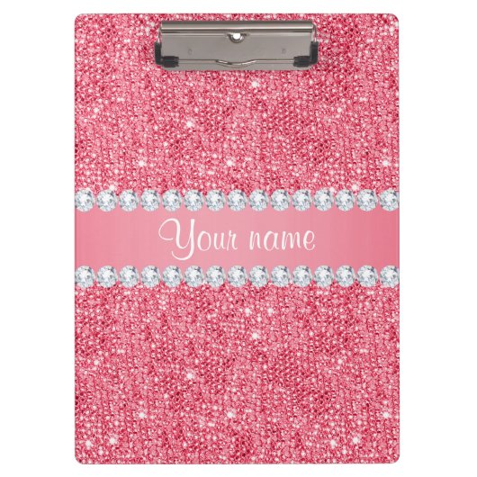 De de Roze Lovertjes en Diamanten van Faux Klembord (Voorkant)