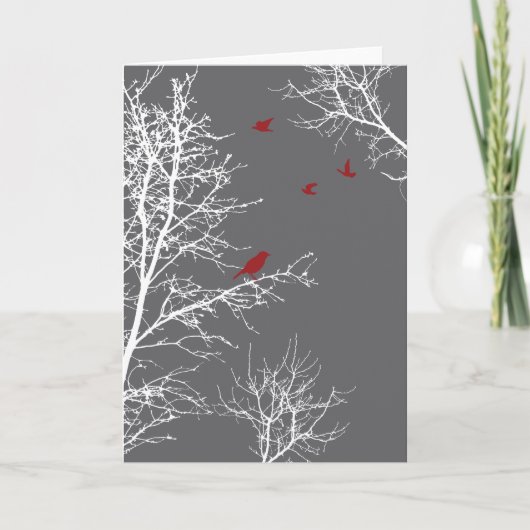 De de vreedzame Bomen en Vogels van het Silhouet Kaart (Voorkant)