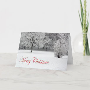 De de vrolijke Sneeuw en bomen van Kerstmis Feestdagen Kaart