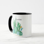 De de waterverfcactussen van de cactus bloeit mok (Voorkant links)
