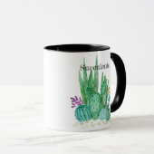 De de waterverfcactussen van de cactus bloeit mok (Voorkant rechts)