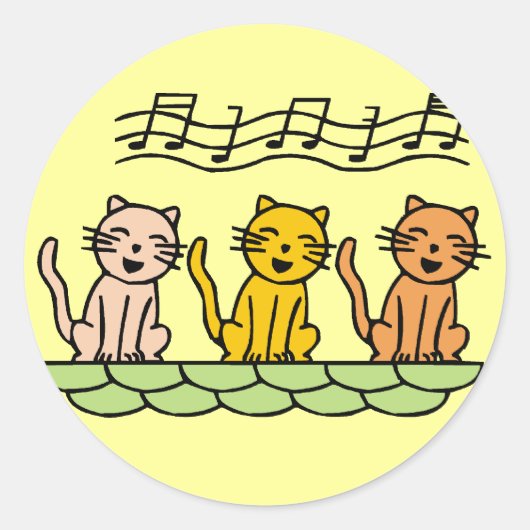 De de zingende T-shirts en Giften van Katten Ronde Sticker (Voorkant)