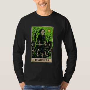 De Deadlifter Grappig Skelet Tarotkaart Gym Werksh T-shirt
