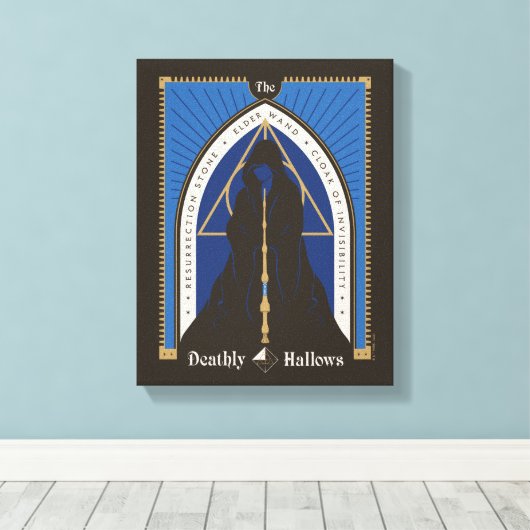 De Deathly Hallows-mantel, toverstaf en steen Canvas Afdruk (Insitu (Houten vloer))